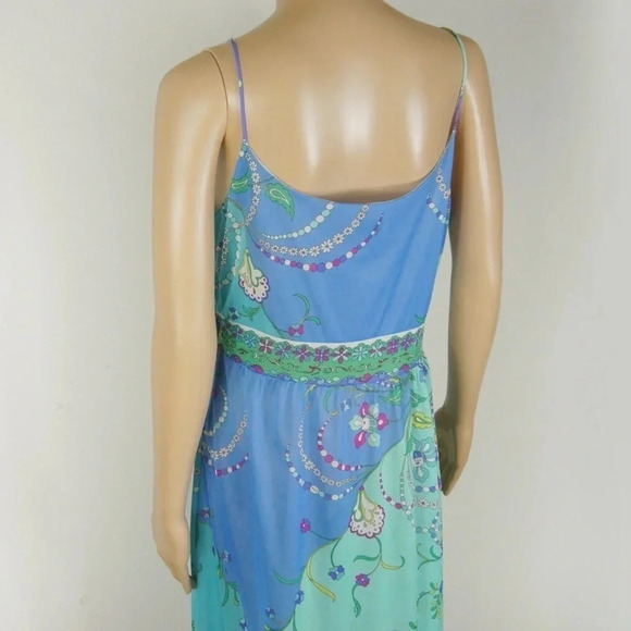 RARE Vintage 60s Emilio Pucci Formfit Rogers Iconic Blue Paisley Maxi Slip Dress - Picture 6 of 14
